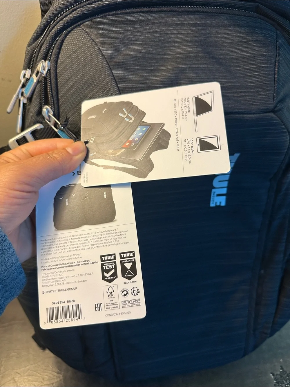 Thule Black Men's Backpack with White Logo
